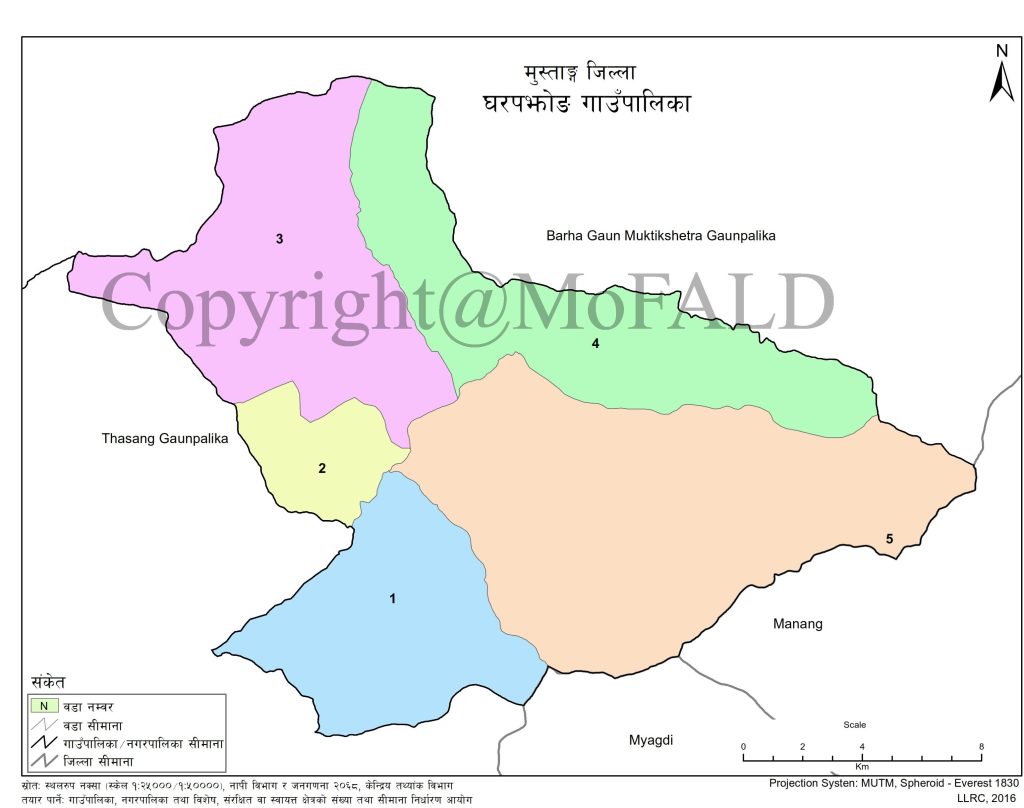 Gharapjhong Rural Municipality Map Mustang