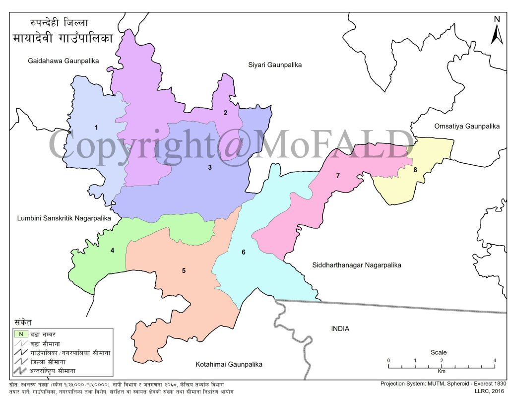 Mayadevi Rural Municipality Map Rupandehi