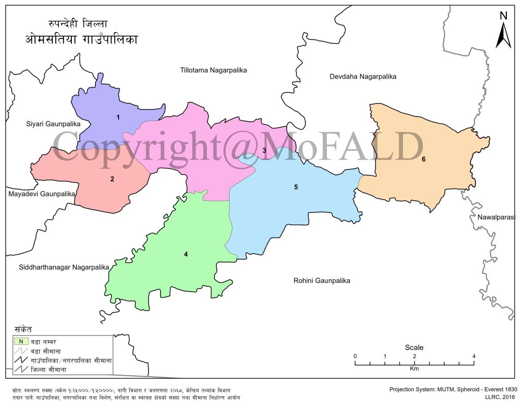 Omsatiya Rural Municipality Map Rupandehi