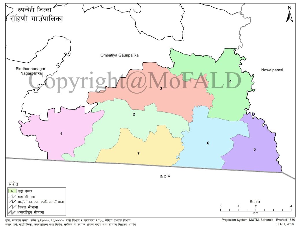 Rohini Rural Municipality Map Rupandehi