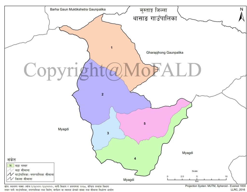 Thasang Rural Municipality Map Mustang